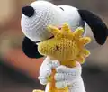 Snoopy and Woodstock Amigurumi Pattern step 2 - assembly progress