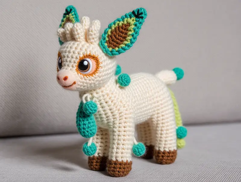 Complimentary Intermediate crochet pattern: Leafeon Pokemon Amigurumi Pattern - Simple to follow guide