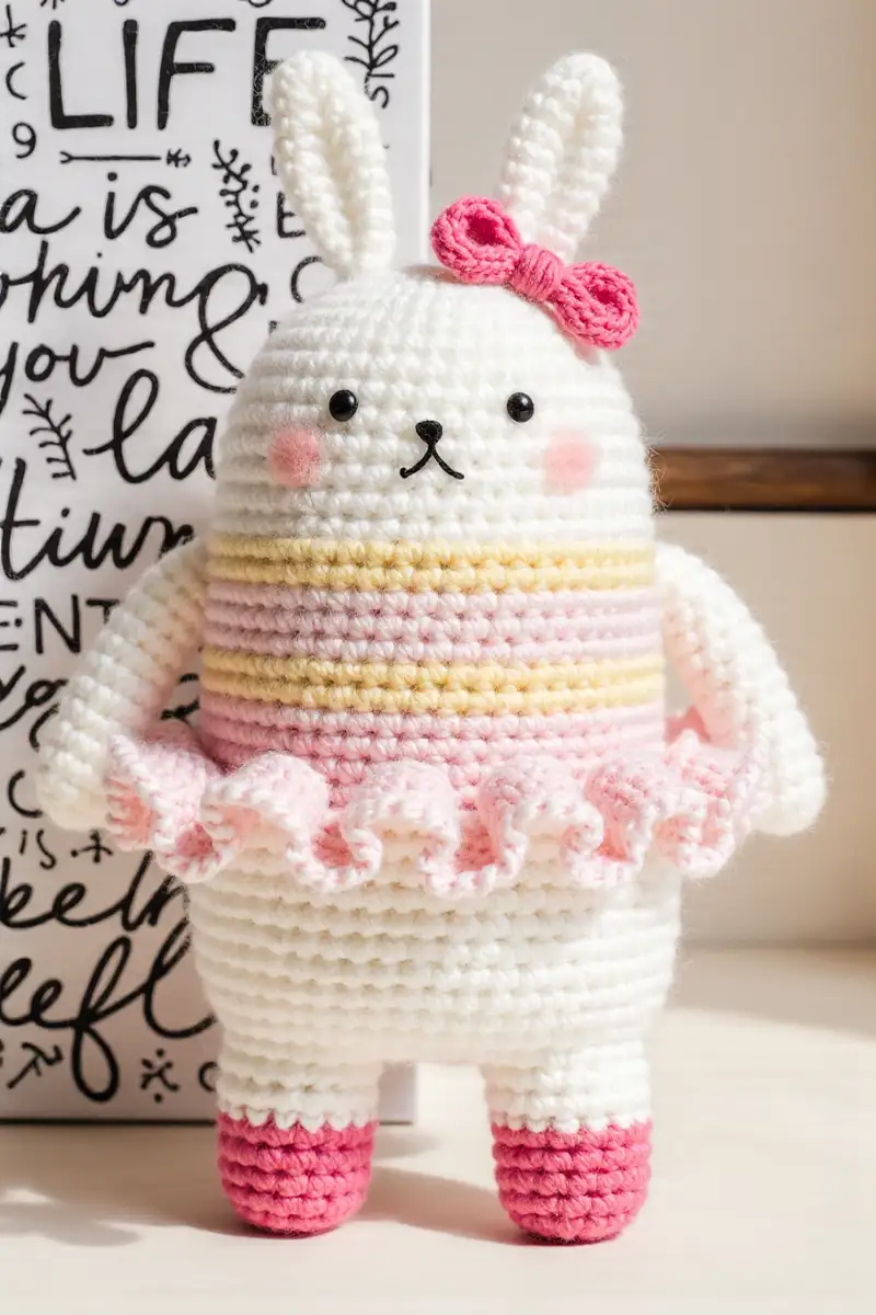 Complimentary Intermediate crochet pattern: Mini Bunny Amigurumi Pattern - Simple to follow guide
