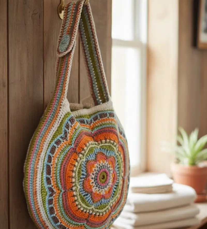 Complimentary Advanced crochet pattern: Boho Flower Slouch Bag Pattern - Simple to follow guide