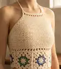 Hepatica Granny Top Crochet Pattern step 1 - construction progress