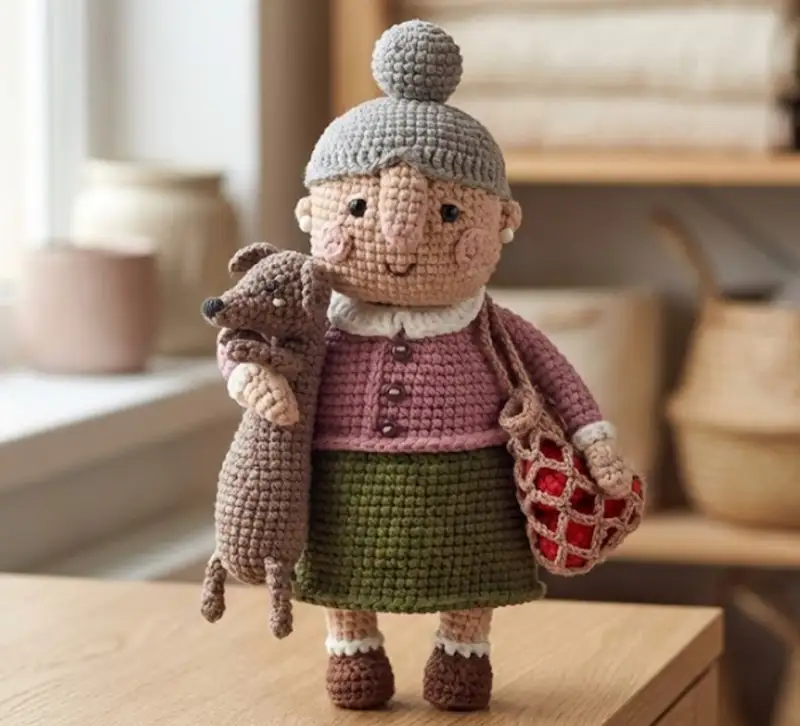 Complimentary Advanced crochet pattern: Grandma with Dachshund Amigurumi Pattern - Simple to follow guide