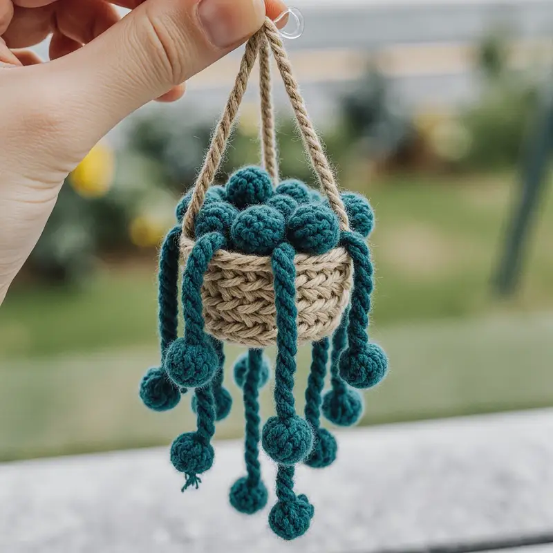 Complimentary Beginner Friendly crochet pattern: Succulent Potted Plant Car Hanging Pattern - Simple to follow guide