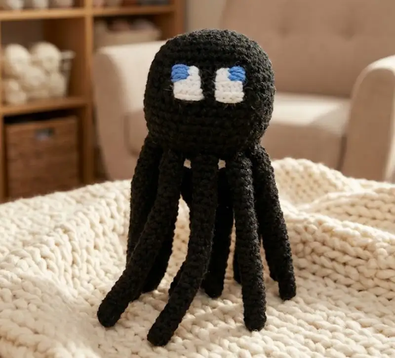 Complimentary Beginner Friendly crochet pattern: Squid Minecraft Character Amigurumi Pattern - Simple to follow guide