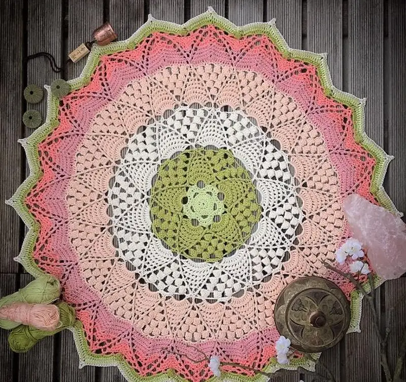 Complimentary Advanced crochet pattern: Lotus and Blossom Mandala Crochet Pattern - Simple to follow guide