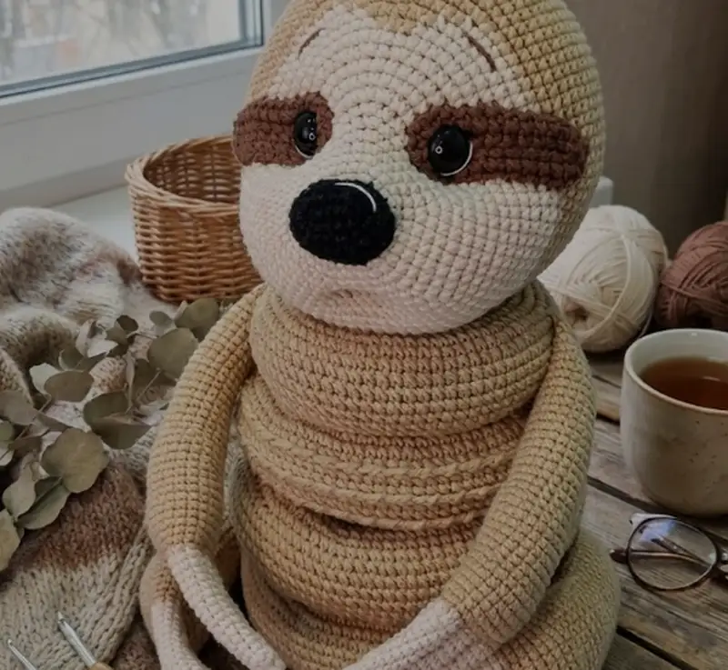 Complimentary Intermediate crochet pattern: Adorable Sloth Stacking Toy Amigurumi Pattern - Simple to follow guide