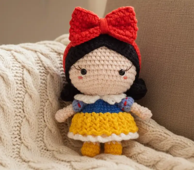 Complimentary Intermediate crochet pattern: Snow White Amigurumi Pattern - Simple to follow guide