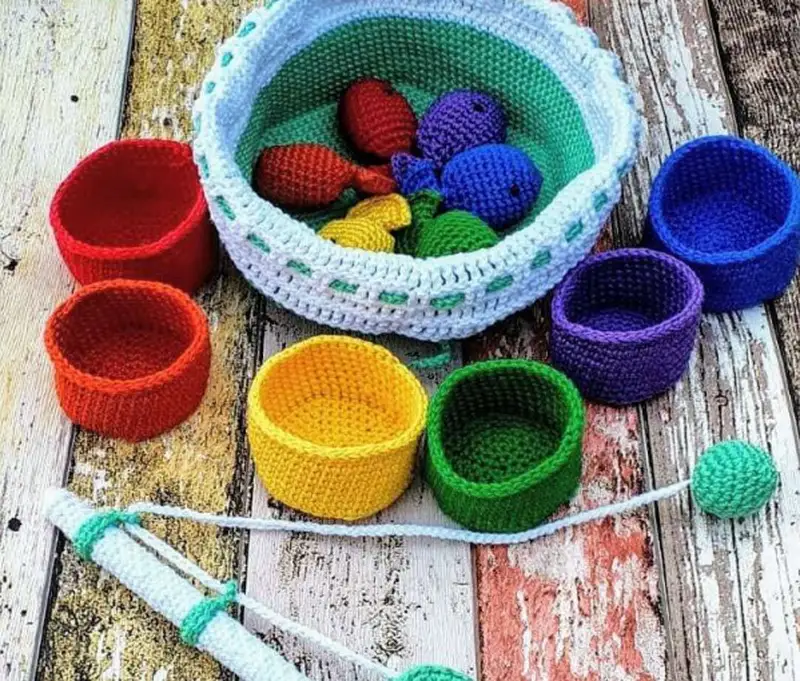 Complimentary Intermediate crochet pattern: Baby Toys Fish Set Crochet Pattern - Simple to follow guide