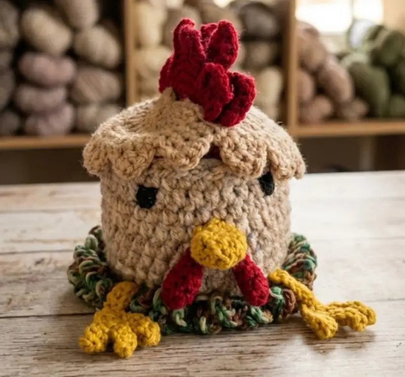 Complimentary Advanced crochet pattern: Hennifer Chicken Coaster Set Crochet Pattern - Simple to follow guide