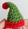 Mini Christmas Santa Hat Ornament Crochet Pattern step 3 - details and accessories