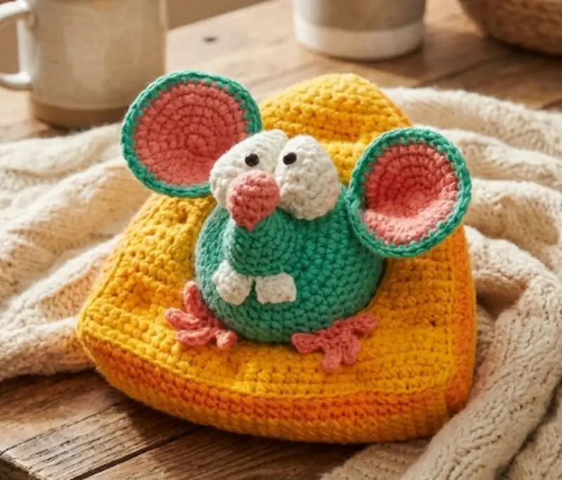 Complimentary Advanced crochet pattern: Mochi-Mouse Loves Cheese Amigurumi Pattern - Simple to follow guide
