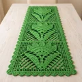 Crochet Green Fan Motif Filet Table Runner Pattern step 1