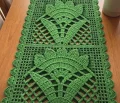 Crochet Green Fan Motif Filet Table Runner Pattern step 2