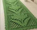 Crochet Green Fan Motif Filet Table Runner Pattern step 4