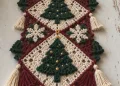 Crochet Christmas Tree Diamond Table Runner Pattern step 4