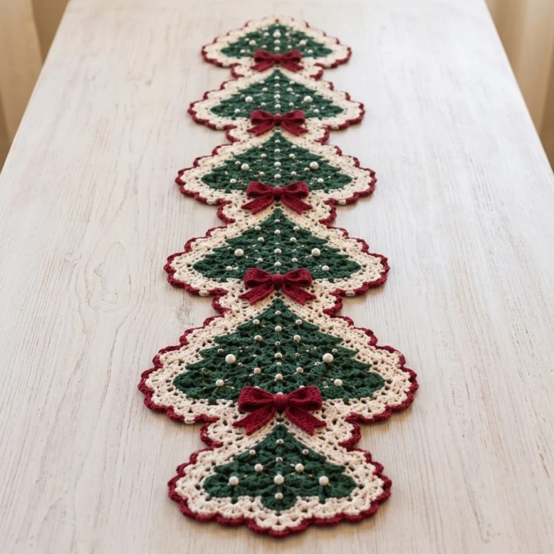 Complimentary Intermediate crochet pattern: Crochet Christmas Tree Table Runner Pattern - Simple to follow guide