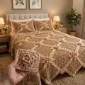 Crochet Filet Mesh Bedspread with Flower Lattice Pattern step 1