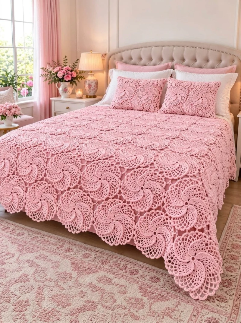 Complimentary Intermediate crochet pattern: Crochet Pinwheel Lace Bedspread Pattern - Simple to follow guide