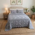 Crochet Leaf Square Bedspread and Pillow Sham Pattern step 1