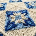 Crochet Blue and Cream Flower Bedspread Pattern step 2