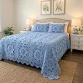 Crochet Flower Square Bedspread with Pillow Shams Pattern step 1